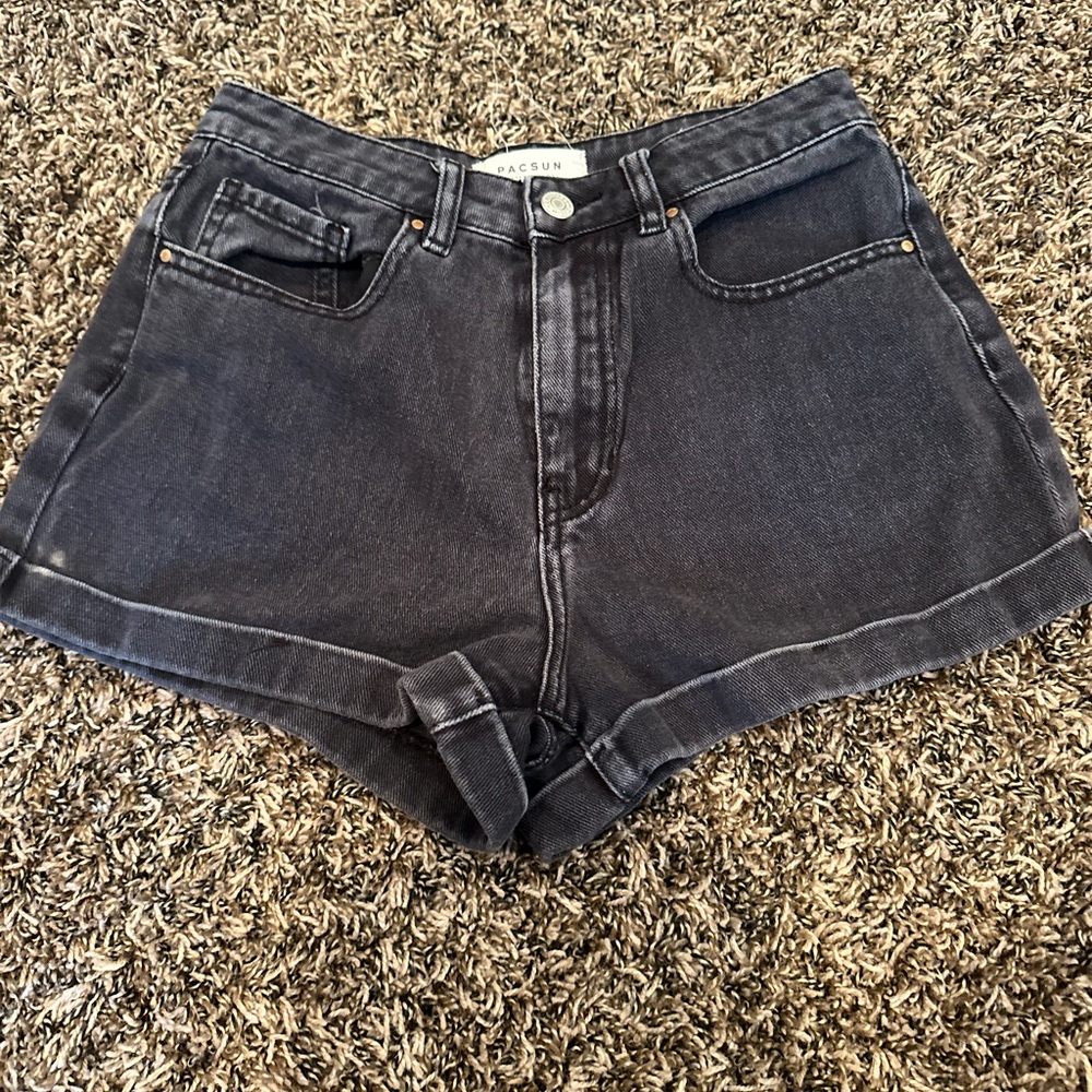 PacSun Black Jean Shorts High-Waisted Cuffed